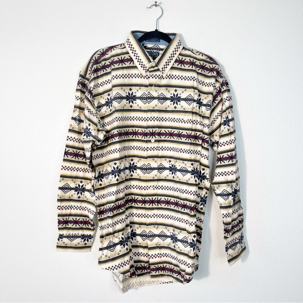 NEW Chaps Ralph Lauren Southwestern Aztec Flannel Shirt Vintage Large Western